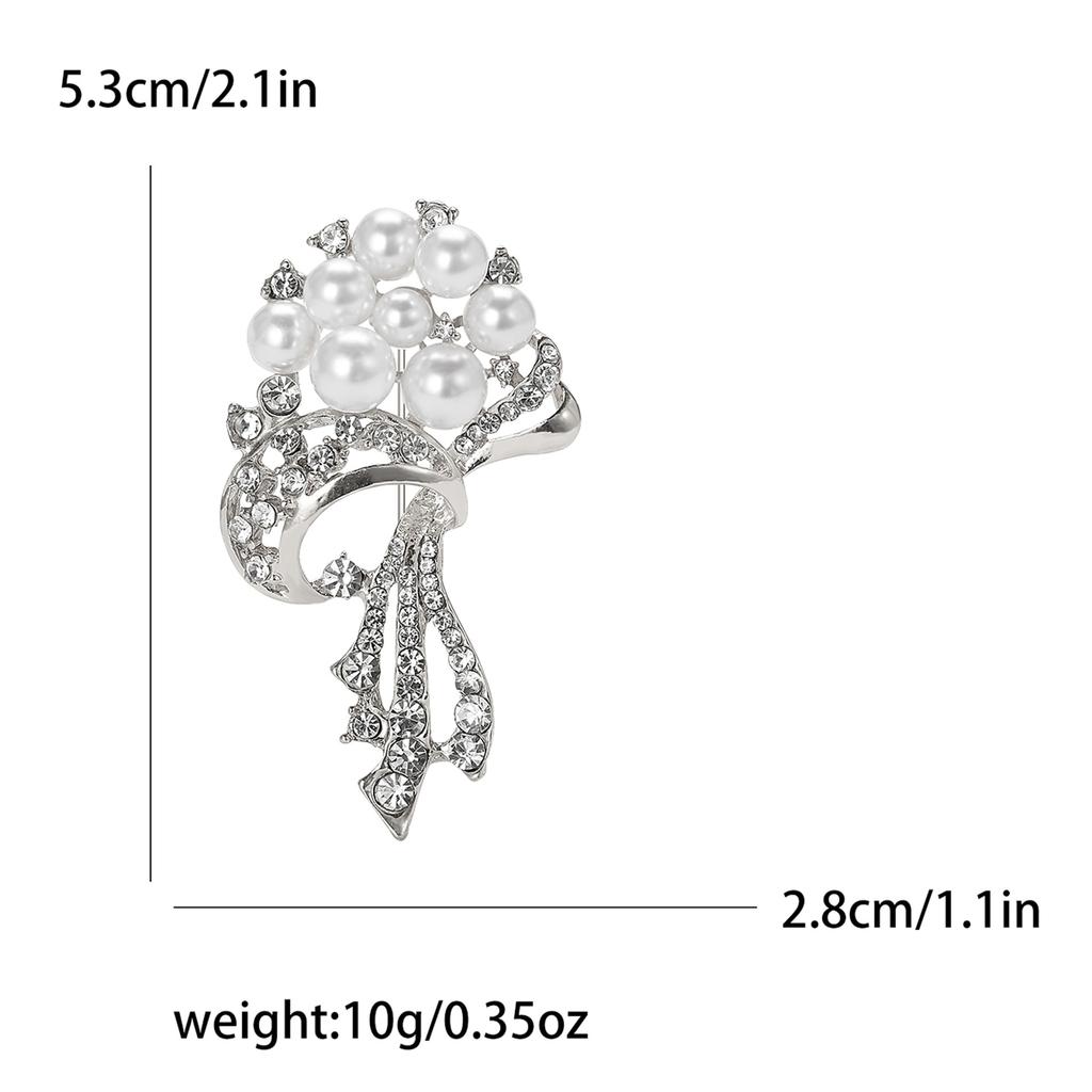 Fashion Alloy Rhinestones Pearl Bouquet Brooch Creative Personality Women'S Suit Cardigan Brooch Ornament Pin