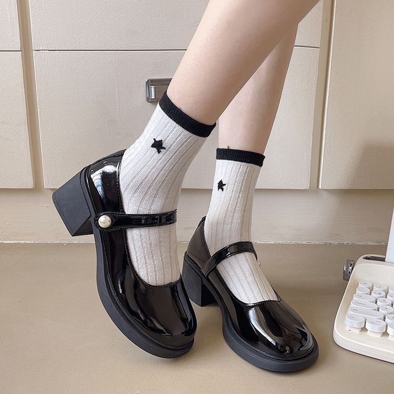 Color matching fashion versatile round head British style single shoes women's French fragrant Mary Jane small leather shoes 2025 spring and autumn n