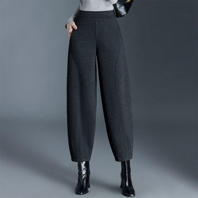 

Women s High-Waisted Gray Woolen Carrot Pants - Non-Iron Flower Bud Skinny Design 2XL 60-65 kg