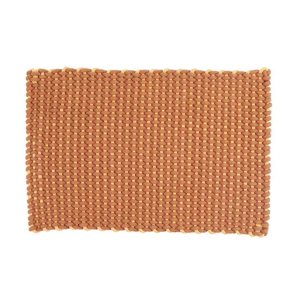 Dulton Cotton Rope Rug Mat 500 x 750mm Brown Yellow Bicolor Living Room Carpet Brown Yellow RN-0528-75BR