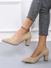 Fashion Aphixta 2025 New 7cm Chunky Heels Women Pumps Shoes Students And Mom Beige Suede Wedding Party Leisure Square Heels Plus Size