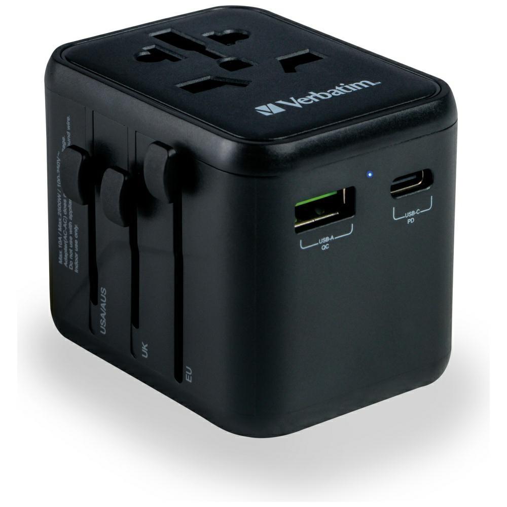 Verbatim Adapter Podróżny Eu/Uk/Us2Xusb-A/Usb-C Pd 20W Uta-02 Czarny/Black 49544