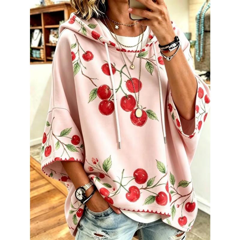 Women's Plus-Size Hooded Sweatshirt, Elegant Comfortable Simple Pattern Print,Fashionable and Versatile