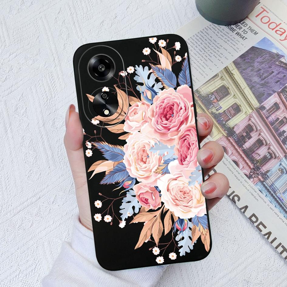 Modische Anmutige Blumen Handyhüllen Für Oppo A7 A35 A11 A1K A15 A55 A1 A52 Quadratisch Weich Flüssigsilikon Vollständige Abdeckung Stoßfestes Gehäuse Für Oppo Capa
