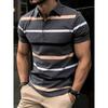 Summer Men's Short Sleeved Polo Shirt 3D Striped Printed Short Sleeved Shirt