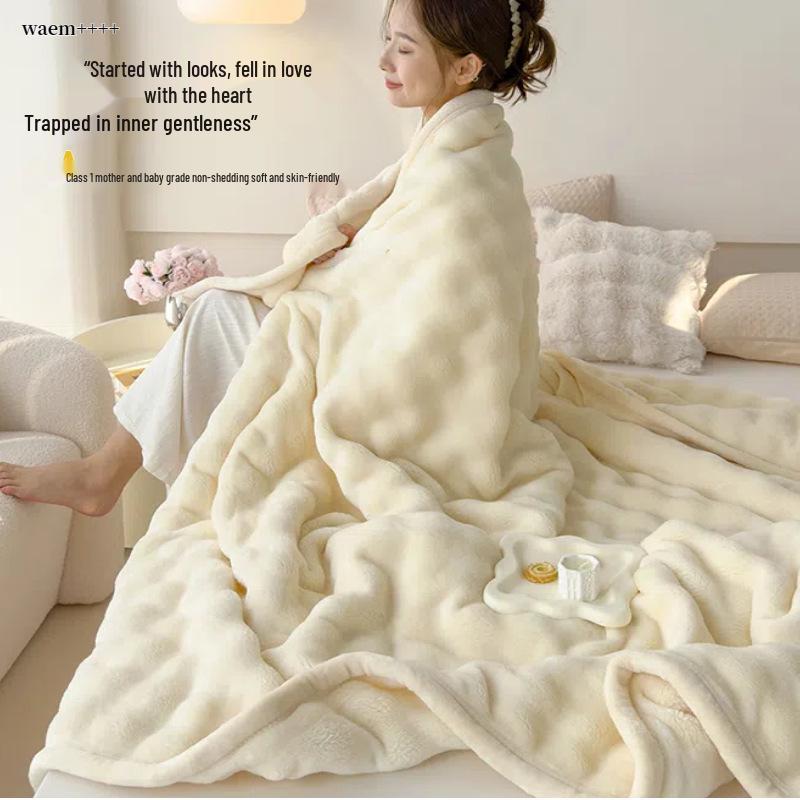 Thick Class A Rabbit Velvet Blanket – Multifunctional Solid Color Sofa Throw & Office Nap Blanket Gift
