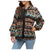 Women's Fashion Casual Temperament Bump Color Printed Plush Long Sleeve Coat