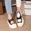 Women's shoes 2025 spring and summer big head Velcro muffin thick sole heightening round head shallow mouth Mary Jane small leather shoes women's shoe