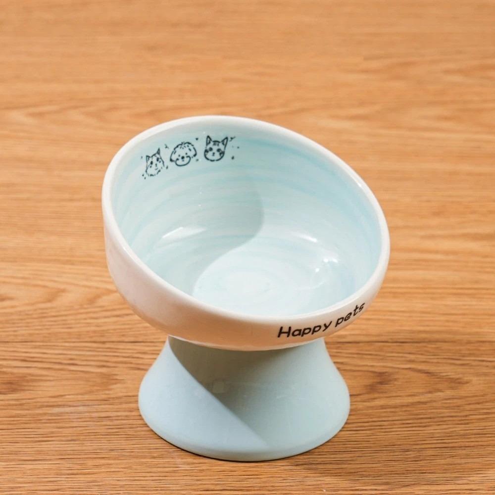 

Large Capacity Ceramic Cat Bowl High Footed Anti Spill Pet Bowl Cervical Spine Protection синій