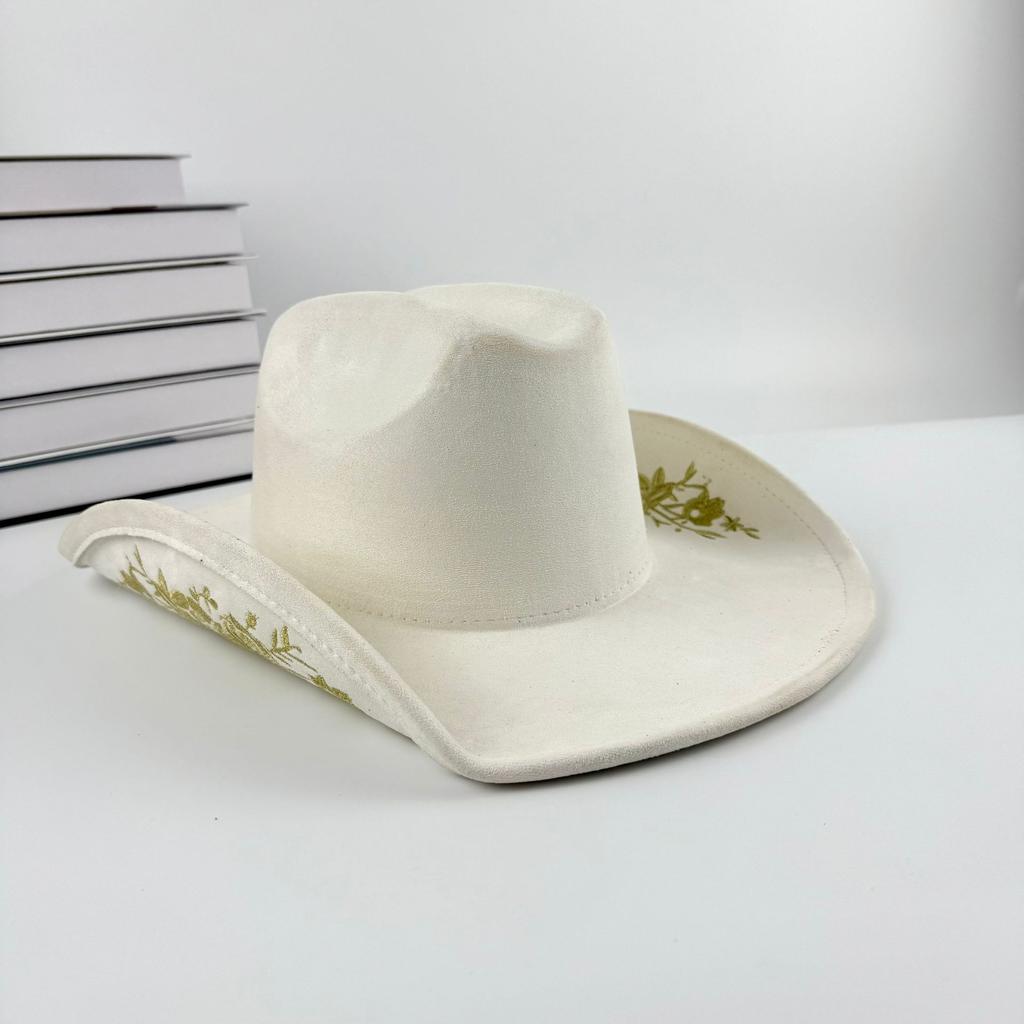 JYL TS DIY High End Cowboy Hat Leather Band Riding Cap Suede Fabric