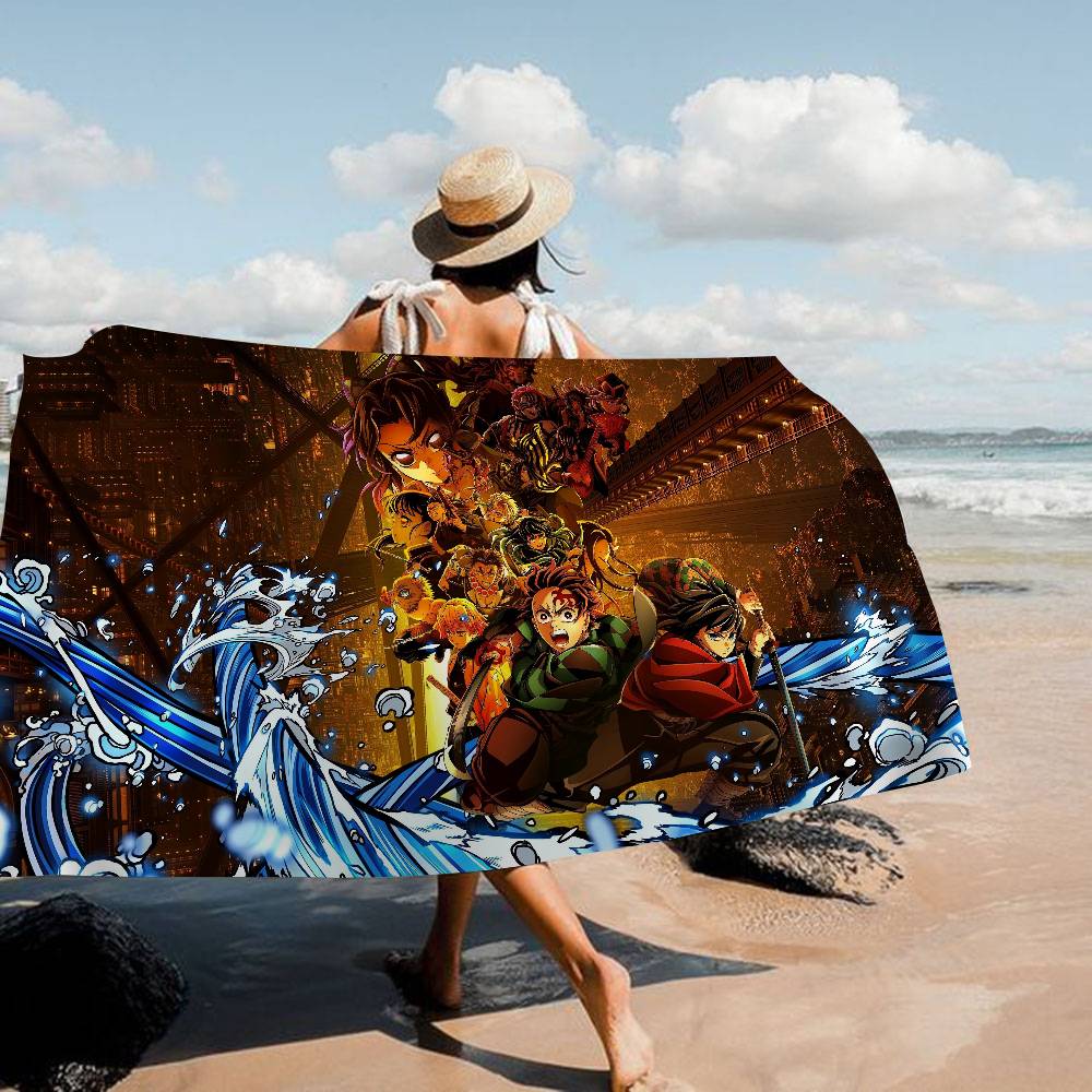 Anime Demon Slayer Beach Towel Colorful Bath Towels For Girl Microfiber Quick Dry Sand Free Beach Yoga Spa Gym Pool