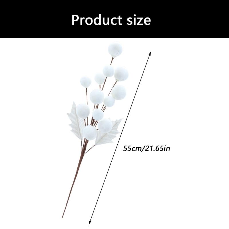 Christmas Tree Ornament Stem Delicate Velvety Ball Stem For DIY Christmas Tree And Wreath Decoration