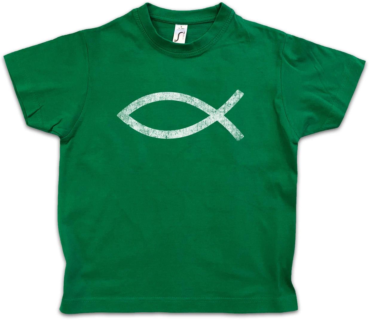ICHTYS Kids Boys kids boys T-Shirt God Jesus Fish Christ Christian Sign Church Symbol 120