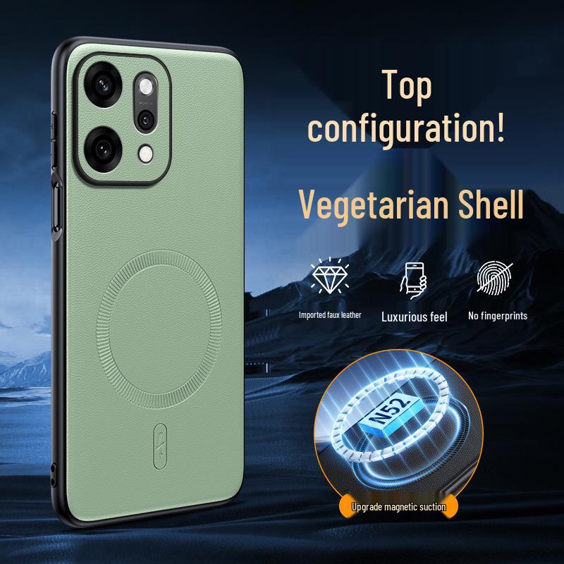 Vivox200/iQOO15/iQOO Z10 Leather Magnetic Drop-Proof Phone Case - Simple, Plain Design