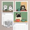 2026 Calendar Hangable Cat Chilling with Coffee Design Family Planner Schedule Organizer Home Office Decor Present Wall Calendar