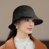 Womens Wool Felt Round Top Bucket Hat New Trendy Autumn Winter Korean Retro British Style Vintage Versatile Elegant Bowler Hats
