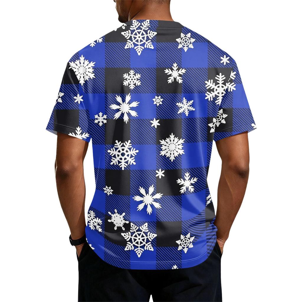 Men's Quick Dry Short Sleeve Round Neck T-Shirt with Christmas Print
