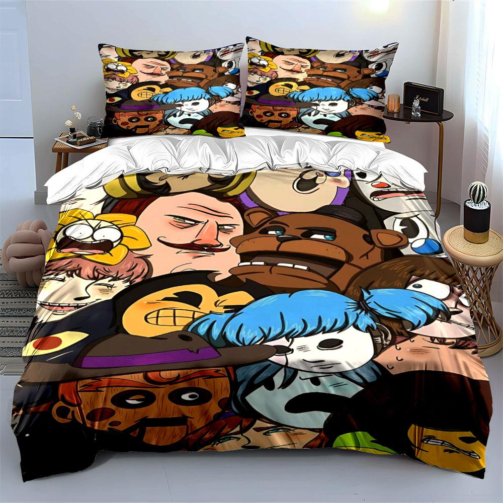 Cartoon faces, animals, emojis. Bedding sets Duvet cover sets Duvet covers Pillowcases(1 * Duvet Cover 2 * Pillowcases without duvet insert)