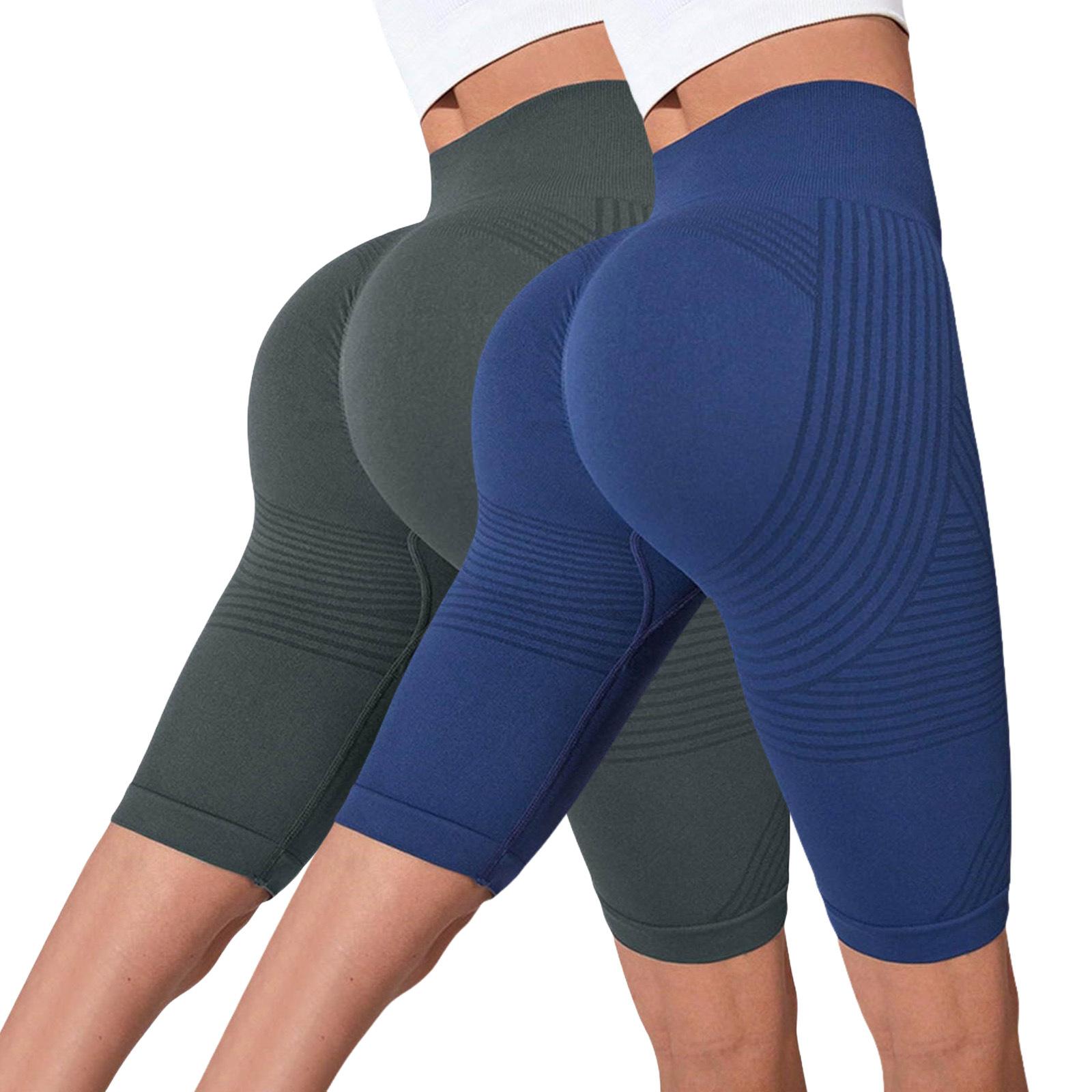 

2PC Women s Casual Seamless Hip Lifting Fitness Pants With Tight Fit And High Waist, Seach Hip Yoga Pants M Темно-синій