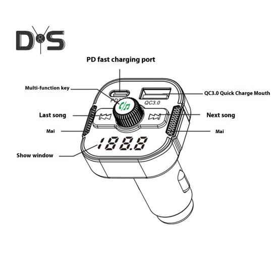 Dual-Port Car Charger with Bluetooth-compatible 54W Fast Charging Transmitter CVC Noise Cancellation Voltage Display Voice Assistant Car Adapter