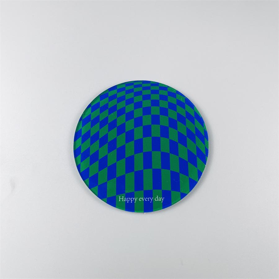 6pcs Creative Checkerboard Acrylic Coaster Table Placemat Waterproof Heat Insulation Non-Slip Bowl Pad Milk Coffee Water Cup Mat