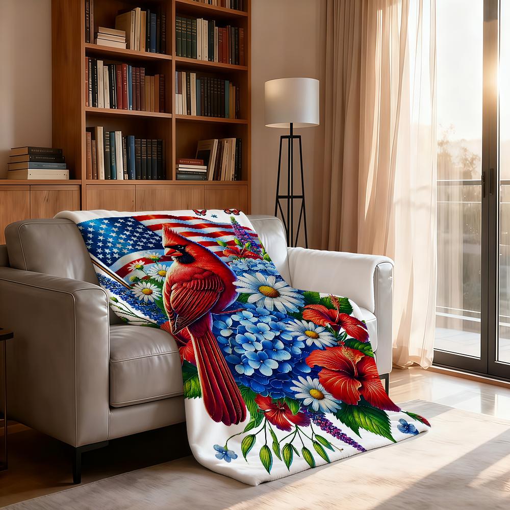 Vibrant Patriotic Cardinal Garden Blanket Soft Throw Blanket for Home Bedroom Bed Sofa Picnic Travel Office Cover Blanket Gift