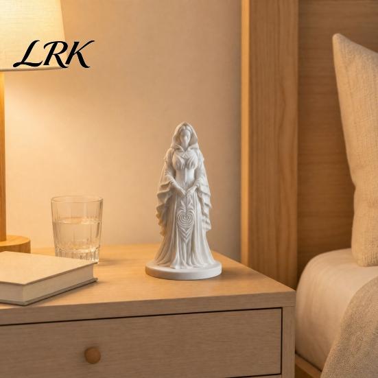 Creative Witch Figurine 3D Printed Statue, European Style Mysterious with Fine Elegant Sculpture Texture & Stable Base, Compact Desktop Ornament