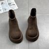 Stivaletti alla Caviglia in Suede con Plateau Scarpe Invernali da Neve Calde in Cotone con Zeppa Stivali alla Moda Trend Goth Chelsea Botas Mujer