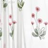 1PC LOZUJOJU 10-20% Blackout Rural Style Cartoon Pink Daisy Embroidered White Sheer Curtain for  Living Room Bedroom Window Decoration Home Decor