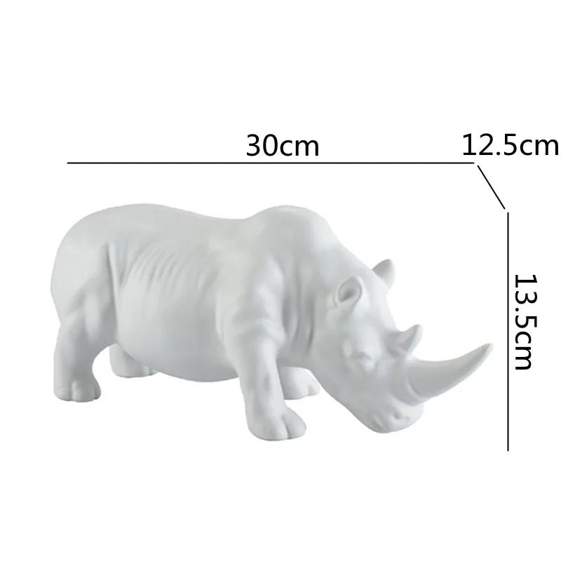 Ceramic Crafts Simulation Animal Sculpture Rhino White Rhino Ceramic Ornaments Animal Figures Home Decoration Accessories