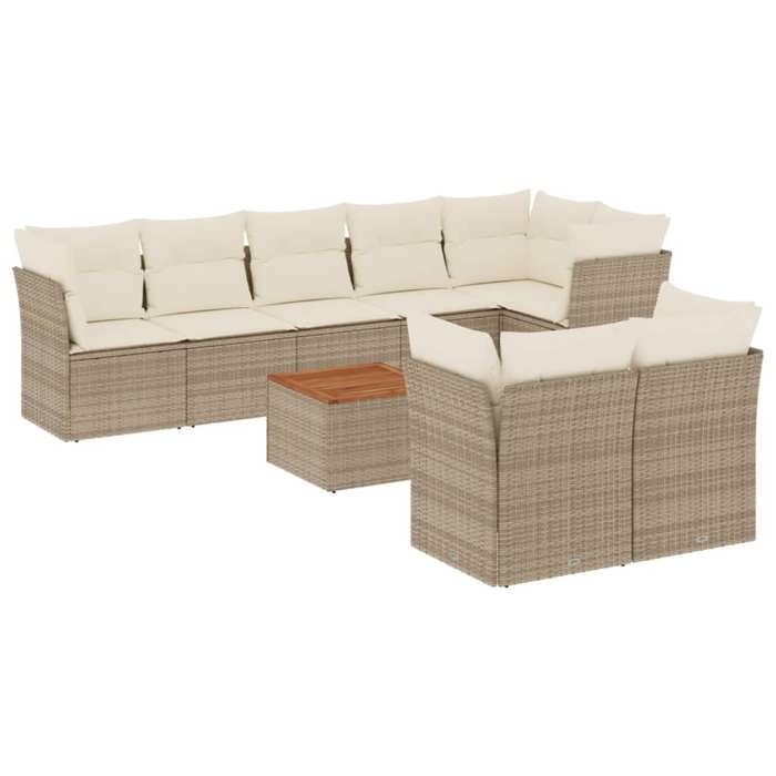 VidaXL Garden Lounge Set with Cushions 9 Pcs, Patio Sofas, Furniture Set, Outdoor Terrace Furniture, Beige 3223734