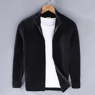8525 Cardigan con Zip da Uomo Coreano Primavera/Autunno - Capospalla in Maglia Trendy Nero