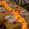 1 Pack LED Battery-powered 3D Illuminated Maple Leaf and Pumpkin Garland Lights, Warm White and Multicoloured Autumn Leaves