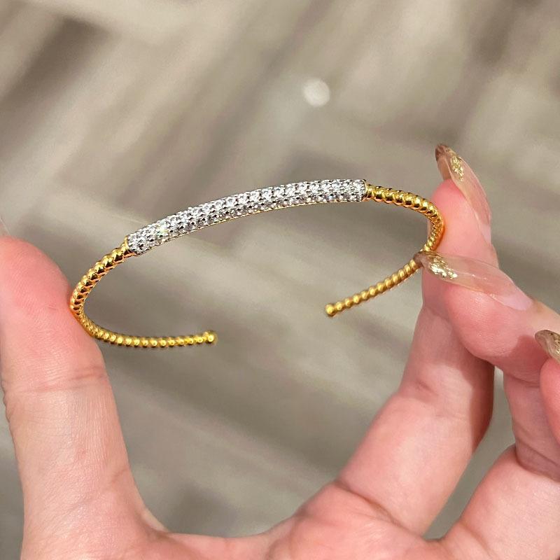 Light Luxury High Quality Half Circle Round Bead Micro Diamond Bracelets For Women Classic Simple And Fashion Bangles Jewelry