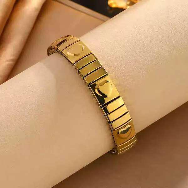 Роскошный эластичный браслет из нержавеющей стали - Минималистичный браслет-манжета ручной работы с регулируемым размером