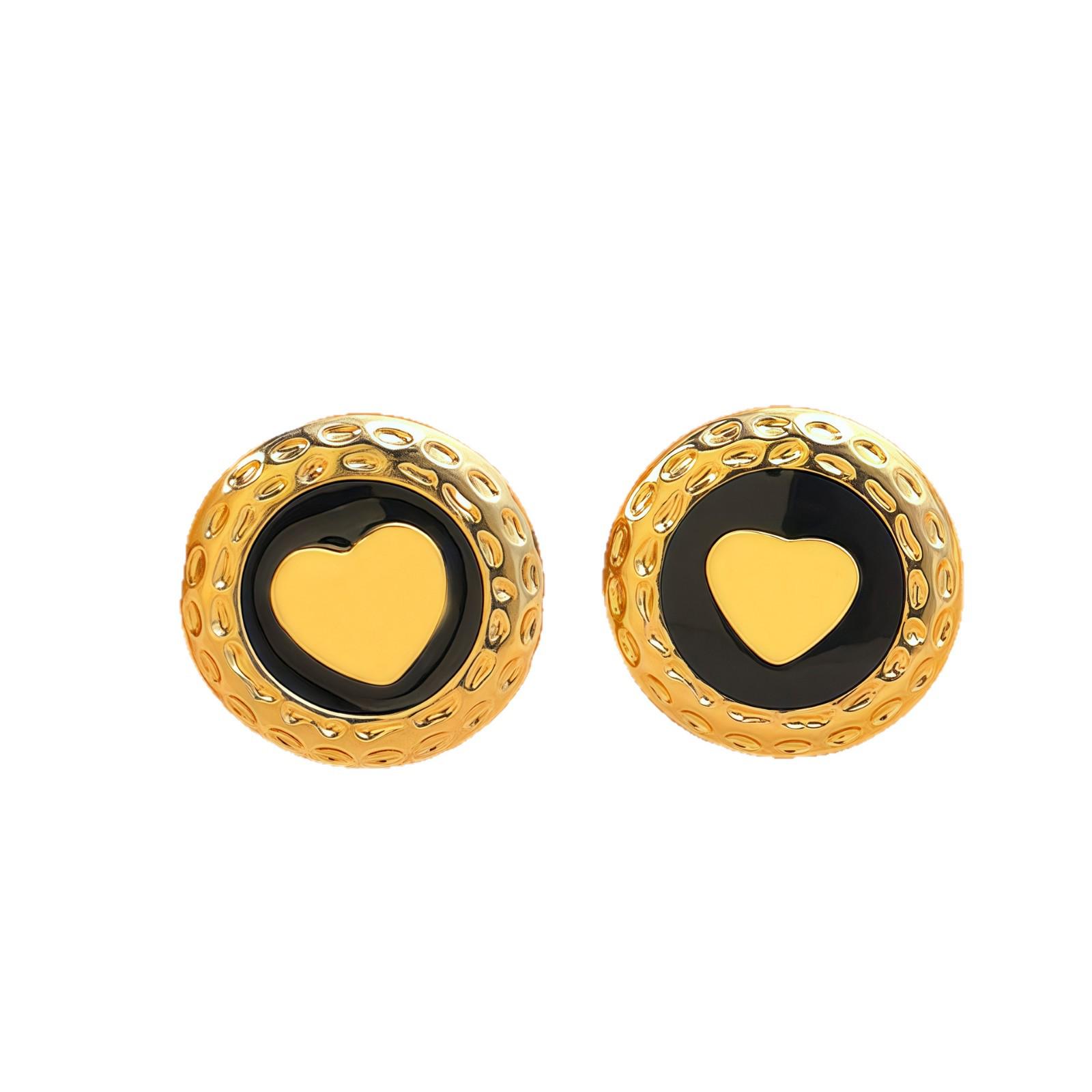 

French Luxury 18K Gold-Plated Sun Drop Stainless Steel Earrings - Non-Fading, Light, Trending Ear Jewelry чорний