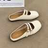 Fashion CRLAYDK Mules for Women Flats Leather Buckle Strip Slip On Ladies Square Toe Backless Loafers Ladies Dress Comfortable Shoes