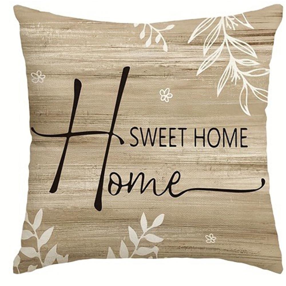 Home Decoration Pillowcase, Plant Flower Bird SWEET HOME Pattern Design, Soft and Comfortable, Sofa and Chair Cushion Cover