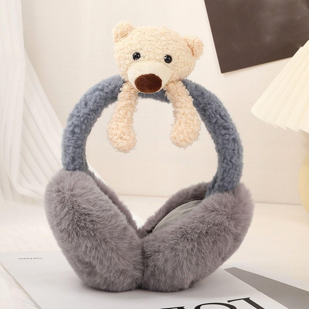 Soft For Children Stuffed Funny Unisex Female Ear Flap Bear Shape Earwarmer Cute Cartoon Earmuff