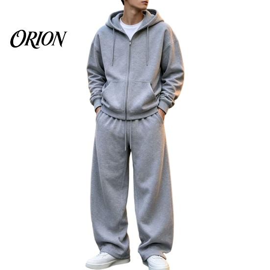 Casual Loungewear for Men Tracksuit 2 Pieces Set, Hoodie Coat Drawstring Sweatpants Breathable Sportswear Outdoor Activities Workout Outfit,