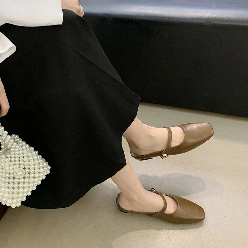 2025 Summer Cover Toe Women Muels Slippers Shoes Fashion Shallow Slip On Street Style Flats Slides Shoes