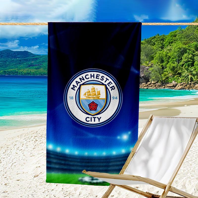 Serviette de Plage Imprimée City Football Club, Microfibre Super Douce, Cadeau Parfait Anniversaire, pour Piscine, Plage, Voyage, pour la famille et les amis