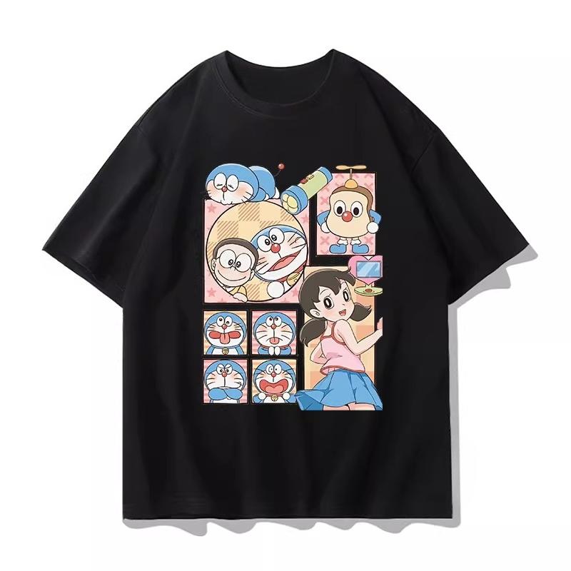 Potdemiel Summer New Arrival Children's 100% Cotton T-Shirt, Doraemon Style, Comfortable and Breathable Children's Clothing