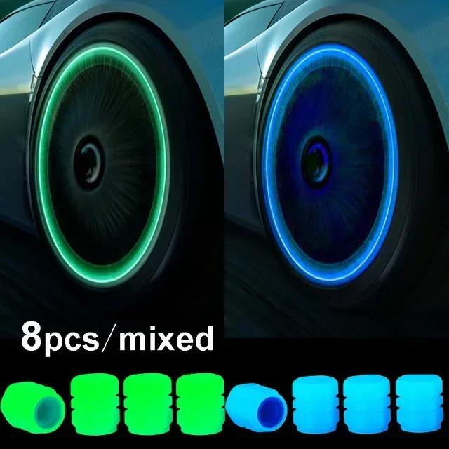 1/4/8/20PCS Luminous Car Tire Valve Cap Fluorescent Night Covered Motorcycle Truck Universal Tube Tyre Bicycle Valve Cap
