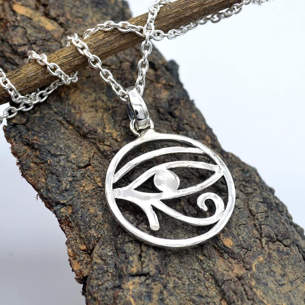 Pendant Necklace Evil Eye Design Solid 925 Sterling Silver Gemstone Pendant with Chain Jewelry For Women or Girls