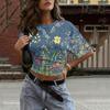 Womens Crew Neck Pullover Printed Short Sleeve T Shirt Loose Fit Casual Top with Floral Pattern and Comfortable Fabric
