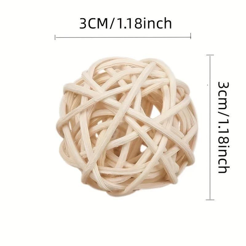 10Pcs Pet Bird Rattan Ball Toy Parrot Chew Toys for Budgies Hamsters Bunny DIY Craft Decoration Ball Random Color