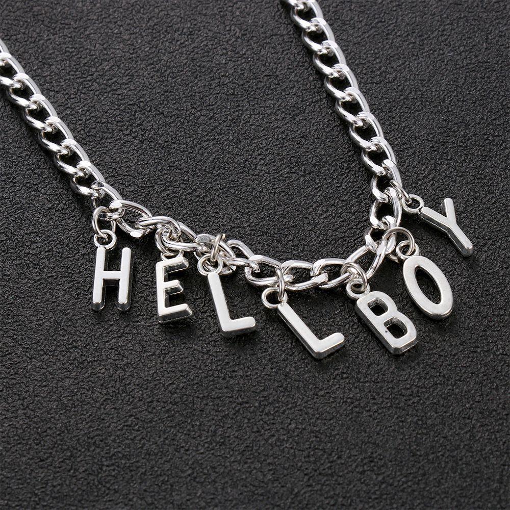 Neuer Punk-Stil Damen Buchstaben Bib Kettenanhänger Halsketten "Hellboy" Choker