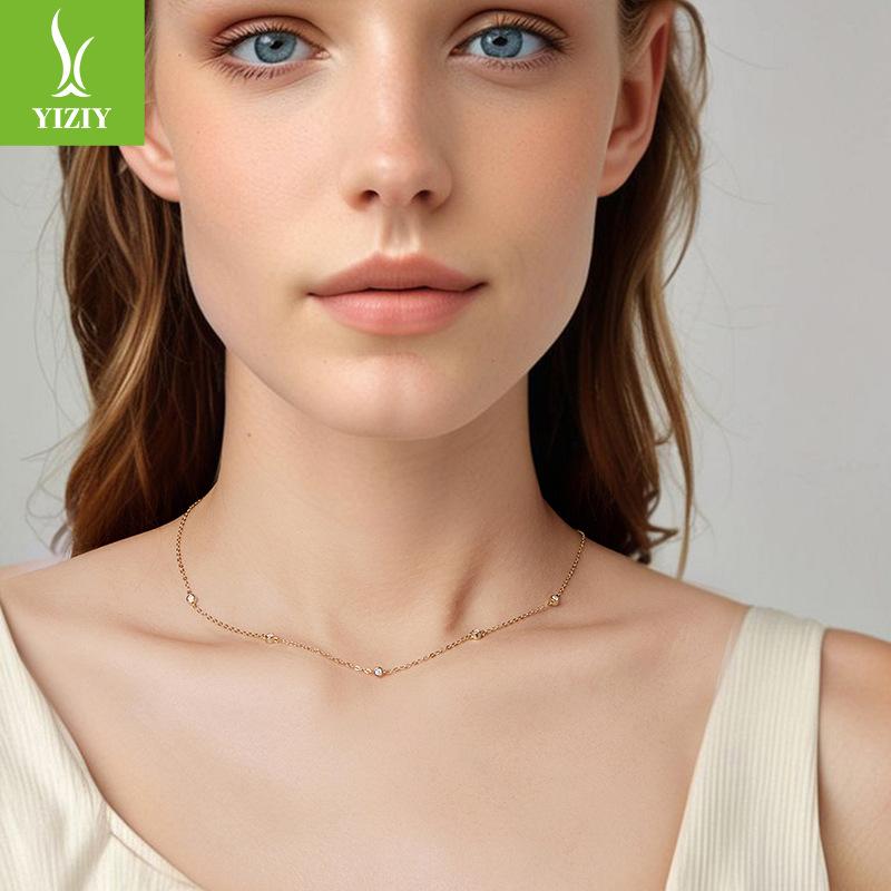 Simple Moissanite Collarbone Chain Simple Classic High-End S925 Sterling Silver Necklace Collarbone Chain