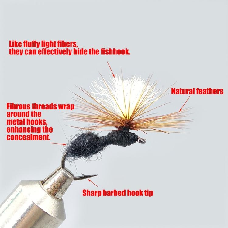 5pcs Parachute Ants Fishing Fly with Barbed Hook Aritificial Baits Float Fishing Lures Fishing Accessories for Anglers